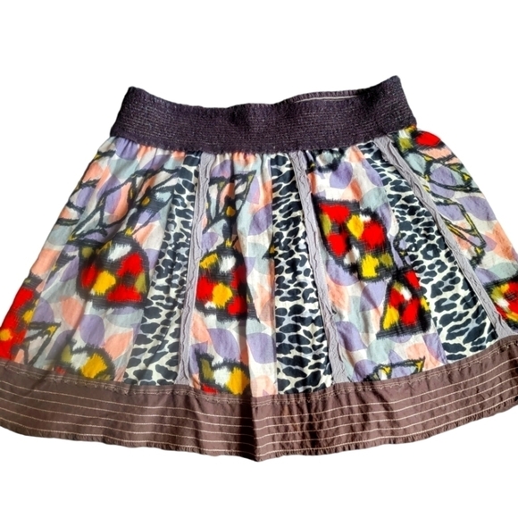 FREE People Cotton Skirt-Pull On-Multi Color Print Mixed Fabric-Boho-Size small - Picture 1 of 8